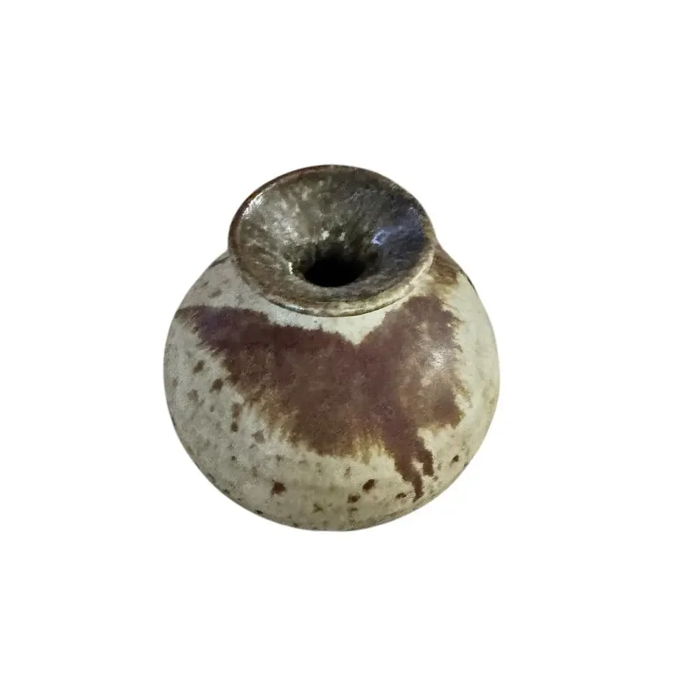 Vintage Signed Roger Butler Art Studio Pottery Bud Vase Weed Pot Rustic Decor